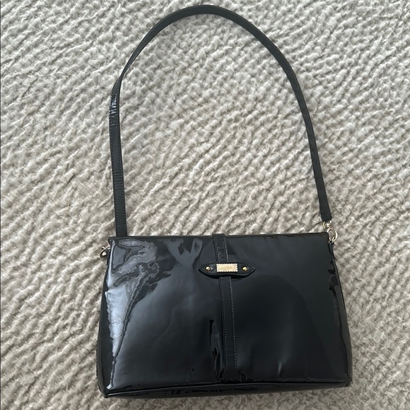 NWOT - Argentinian Leather - Black Suede Shoulder Bag with Gold Studs - Picture 4 of 10